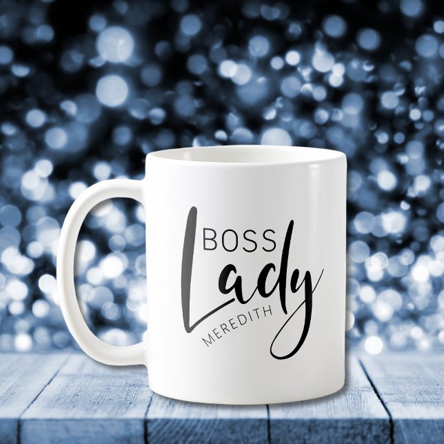 Nom personnalisé Boss Lady Logo Café Mug (Boss Lady Logo Personalized Name Coffee Mug)