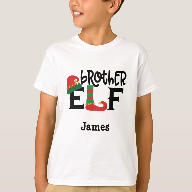 Nom personnalisé Brother Elf Christmas T-Shirt (Devant)