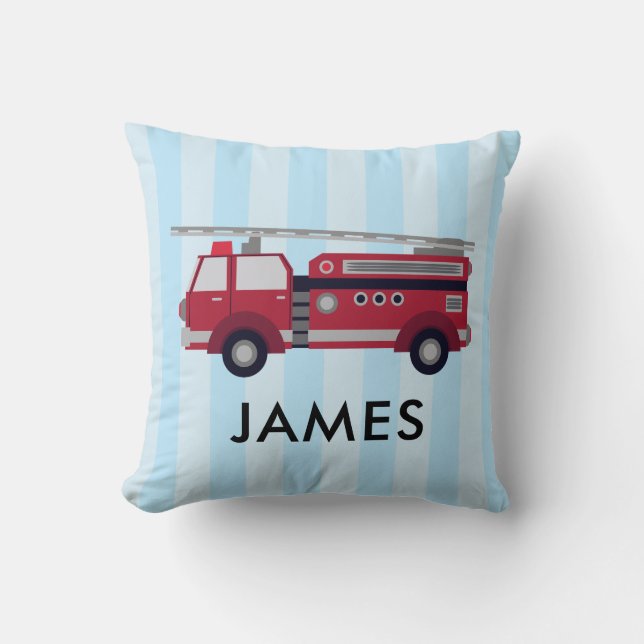 Nom personnalisé Camion de feu rouge Coussin (Recto)