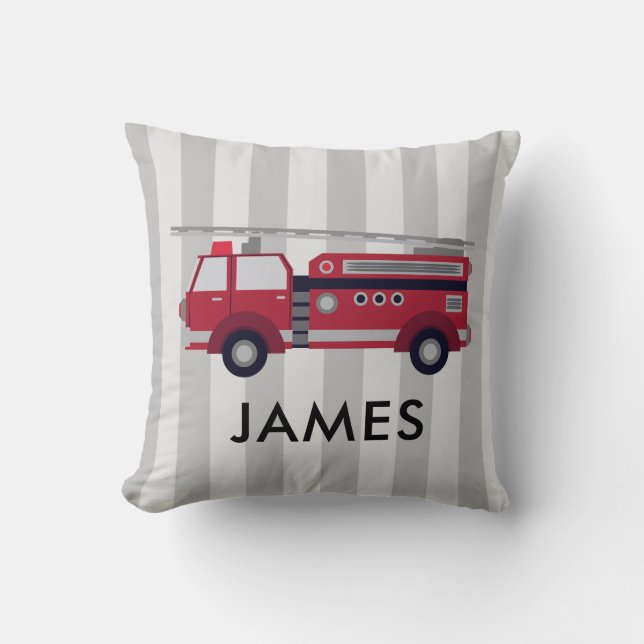 Nom personnalisé Camion de feu rouge Coussin (Recto)