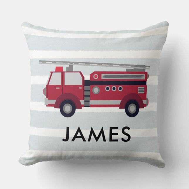 Nom personnalisé Camion de feu rouge Coussin (Recto)
