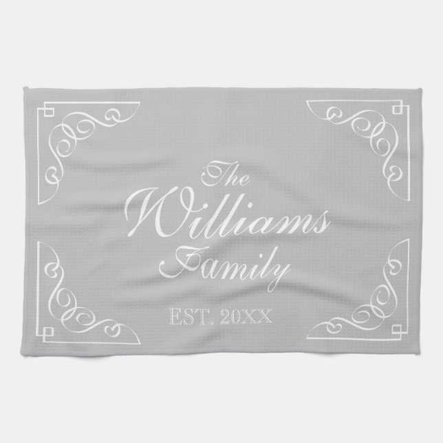 Nom personnalisé campagne chic serviette de cuisin (Horizontal)