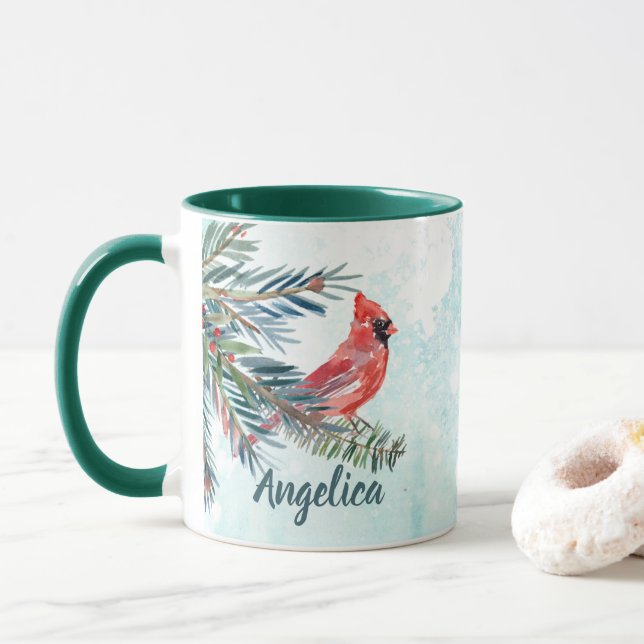Nom personnalisé Cardinal Cadeau Mug (Avec donut)