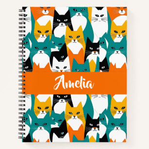 Nom personnalisé Carnet de chats colorés