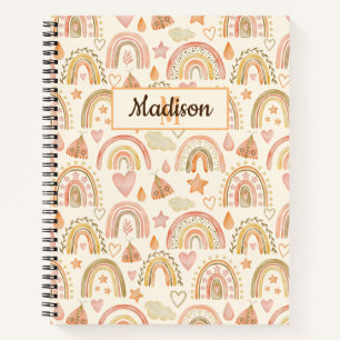 Nom personnalisé Carnet mignon Boho Rainbows Earth