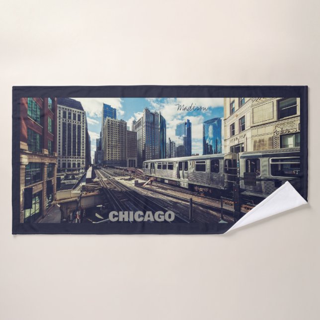 Nom personnalisé Chicago USA (Serviette de bain)