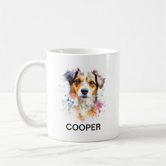 Nom personnalisé Chien Aquarelle Style Café Mug