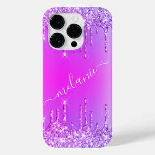 Nom personnalisé coque iphone violet rose néon ros