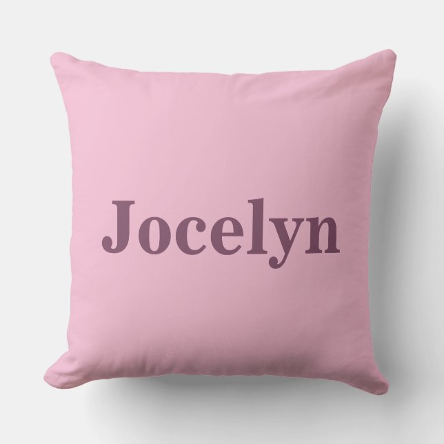 Nom personnalisé Coussin couleur de confort rose (Recto)