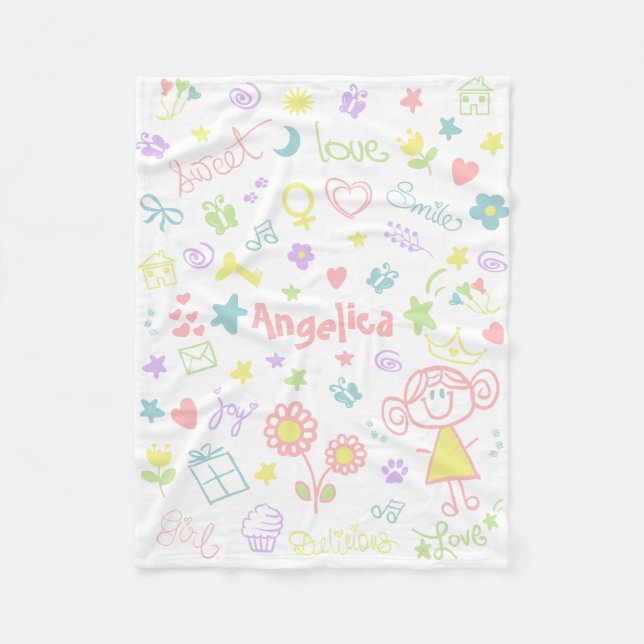 Nom Personnalisé Couverture En Toile Pour Bébé Fil (Devant)