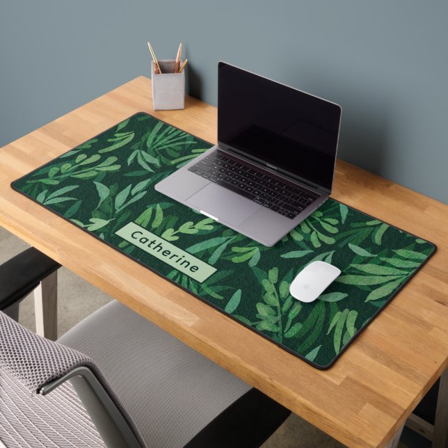 Nom personnalisé Cute Green Botanical Bureau Décor (Bureau 2)