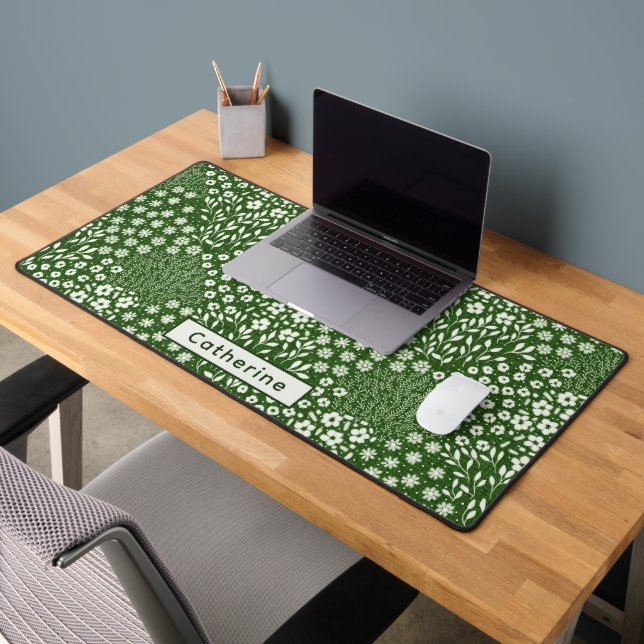 Nom personnalisé Cute Green Floral Main Drake Offi (Bureau 2)