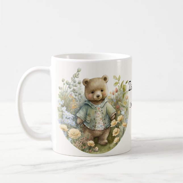 Nom personnalisé Cute Teddy Bear Mug (Gauche)