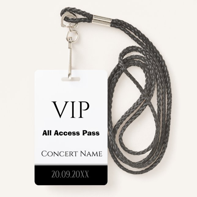 Nom personnalisé Date VIP All Access Pass Badge de (Devant avec lanière)