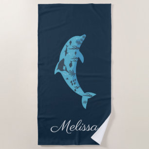 nom personnalisé dauphin serviette de plage