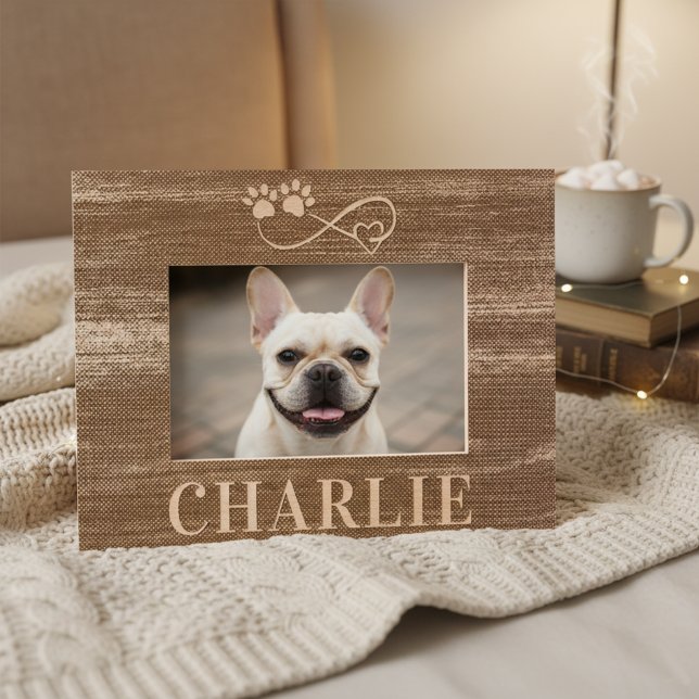 Nom personnalisé de l'animal et cadre photo en boi (♾️🐾 Infinite love, forever captured – custom pet photo frame!)