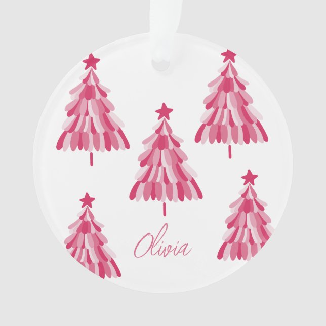 Nom personnalisé de l'arbre de Noël rose moderne (devant)