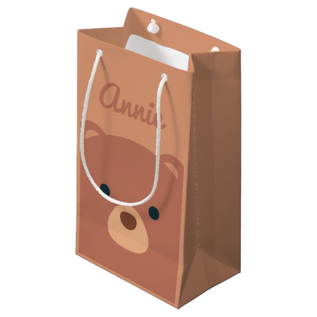 Nom personnalisé de l'ours mignon Brown| Sac cadea (Devant Angle)