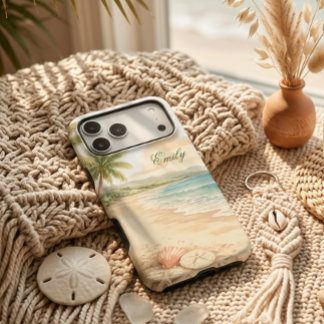 Nom personnalisé de plage à l'aquarelle esthétique