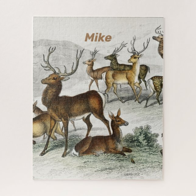 Nom personnalisé Deer Puzzle cadeau (Vertical)
