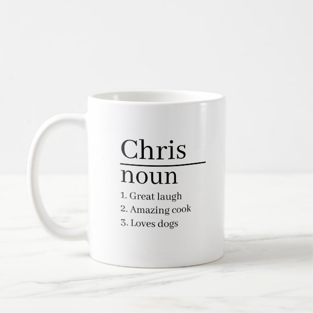 Nom personnalisé Définition Mug Cadeaux Idées Prés (Gauche)