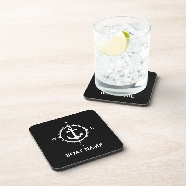 Nom personnalisé Dessous de verre noir et blanc Co (Côté Droit)