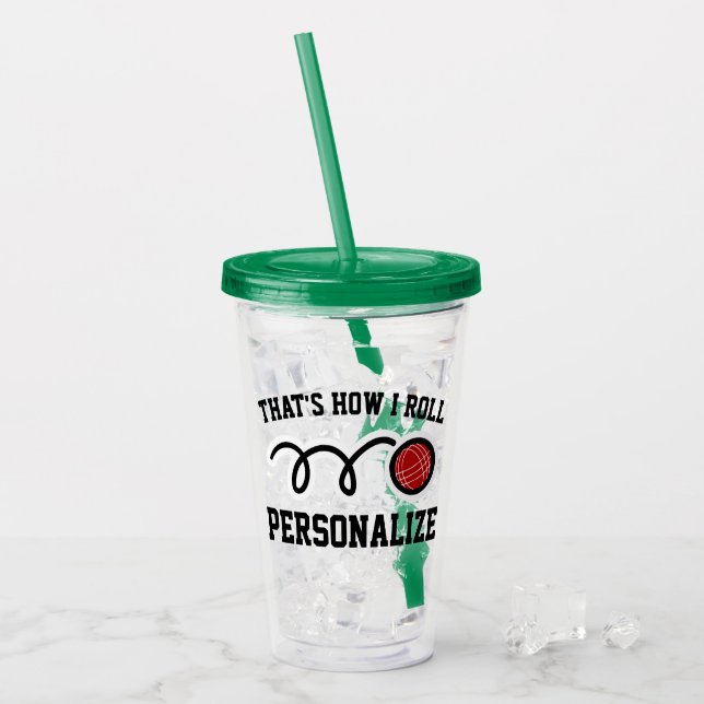 Nom personnalisé drôle Bocce ball Acrylique verre  (Devant glace)