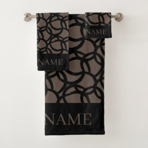 Nom personnalisé du Motif noir et Brown Abstrait