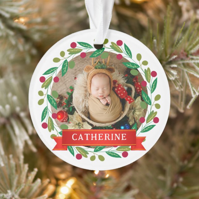 Nom personnalisé du premier Noël du bébé (Arbre)