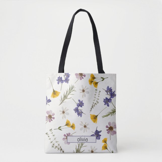 Nom personnalisé Elégant Fleur sauvage sac floral (Devant)