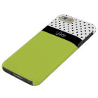 Nom personnalisé élégant Vert, Blanc Noir Pois