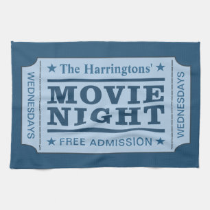 Nom personnalisé et texte "Movie Ticket" serviette