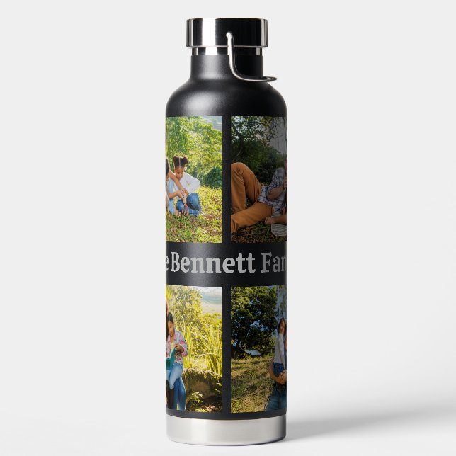 Nom personnalisé et vos 4 photos Bouteille d'eau (Droite)