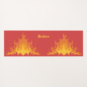 Nom personnalisé "FIRE" tapis de yoga recto verso