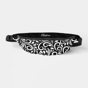 Nom personnalisé Fleur abstraite Élégante Noir & B