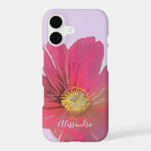 Nom personnalisé Fleur aquarelle rouge violet past