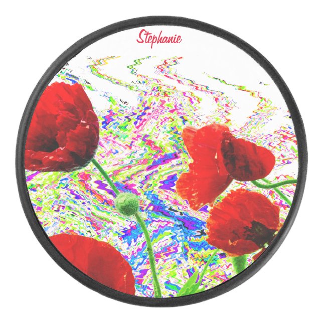 Nom personnalisé Fleurs de pavot floral Artsy colo (Devant)
