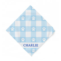 Nom personnalisé Foulard pour chien à carreaux ble