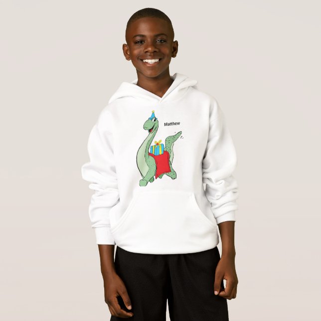 Nom Personnalisé, Garçon, Dinosaure Anniversaire (Devant entier)
