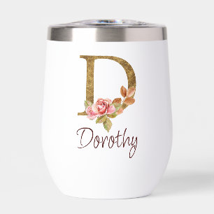 Nom personnalisé Gold Foil Blush rose Roses Lettre