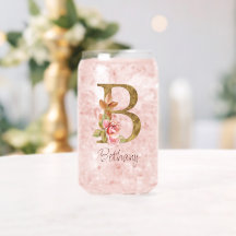 Nom personnalisé Gold Foil Blush rose Roses Lettre