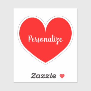 Nom personnalisé grand coeur rouge autocollant aut