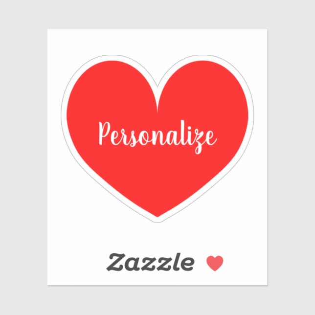 Nom personnalisé grand coeur rouge autocollant aut (Feuille)