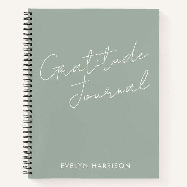 Nom personnalisé Gratitude Journal Sage Green (Devant)