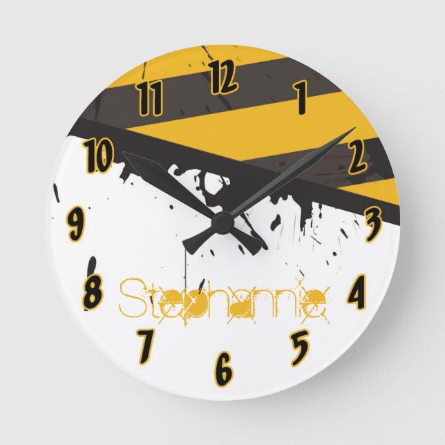 Nom personnalisé Horloge Bio Risque Bande de prude (Recto)