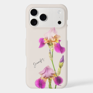 Nom personnalisé Iris rose Floral Élégant Botaniqu