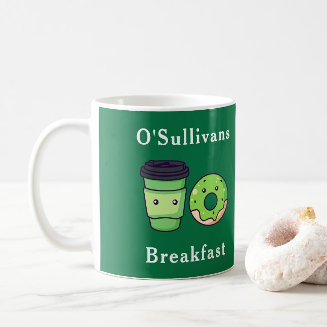Nom personnalisé Irlande Petit déjeuner Donut Mug (Avec donut)