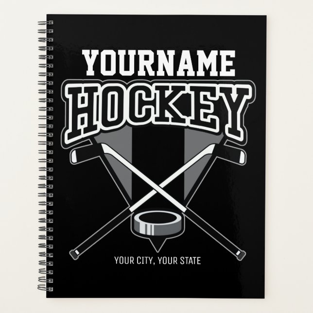NOM Personnalisé Joueur de hockey Stick Puck Team (Devant)