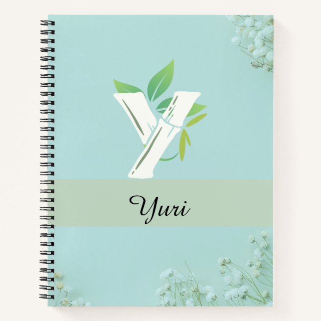 Nom personnalisé Journal floral en bleu doux (Devant)