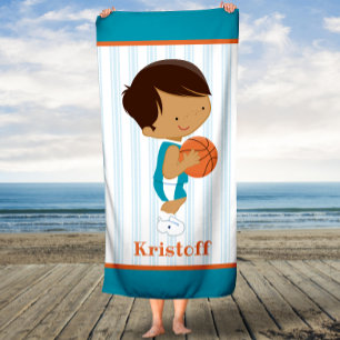 Nom personnalisé Kids Basketball serviette de bain